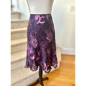 Vintage Y2K Ann Taylor Purple Pink Silk Floral Slip Skirt Fairy Boho Whimsygoth